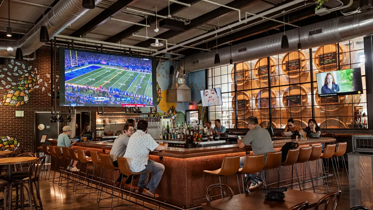 Incredible video wall for prime sports watching. - Alter Brewing + Kitchen- Oak Brook, Oak Brook, IL