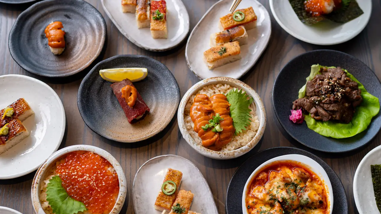 A selection of Aburi Sushi, Oshi, and Tapas - Aburi TORA, Toronto, ON