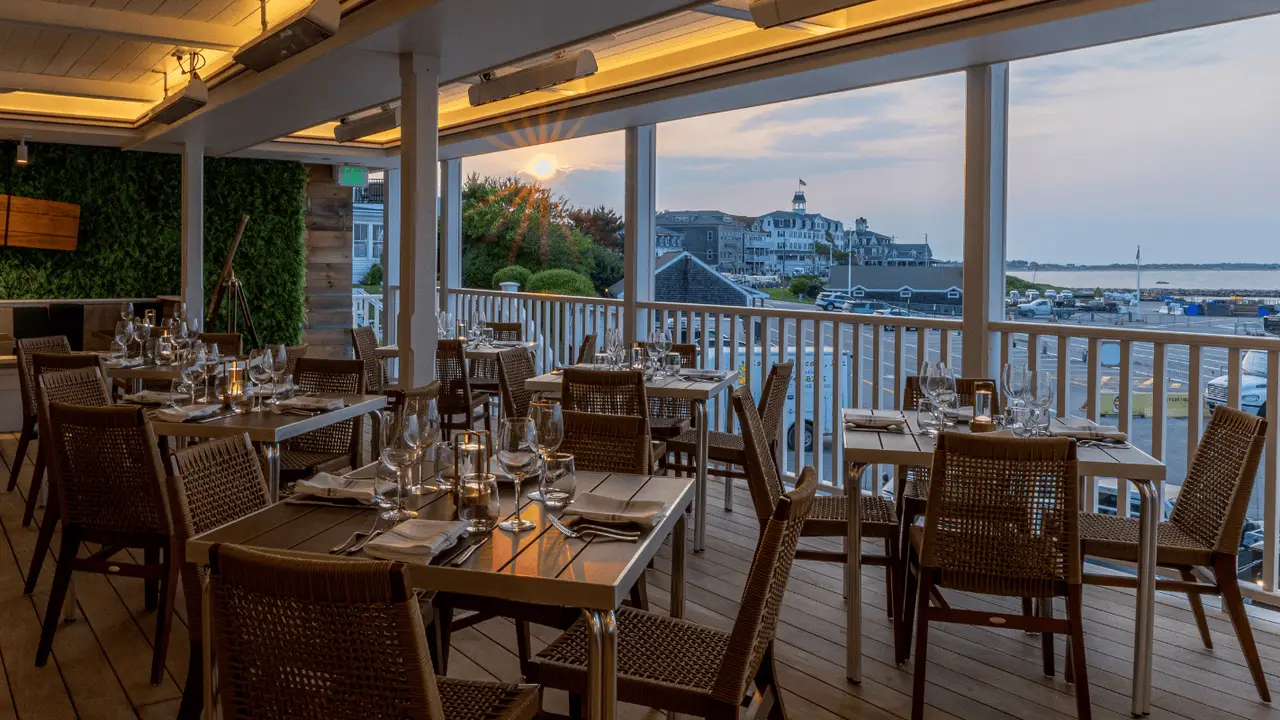 Second Level Dining with View of Old Harbor - One BI Steak & Oyster House, New Shoreham, RI