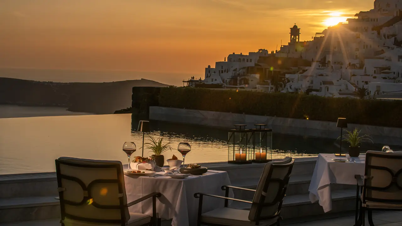 Bony Fish sunset views - Bony Fish Santorini, Imerovigli, Greece