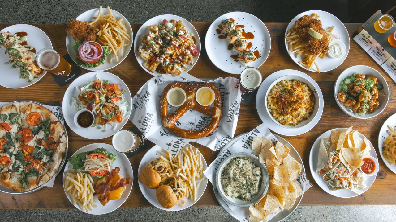 Brewpub food spread - Aloha Beer, Honolulu, HI