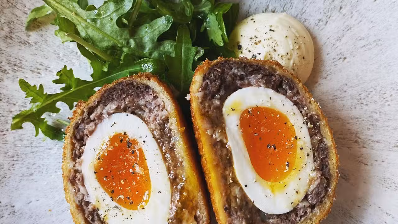 Haggis Scotch Egg / Garlic Aioli - The Back Street Restaurant, Dumfries, Dumfries and Galloway