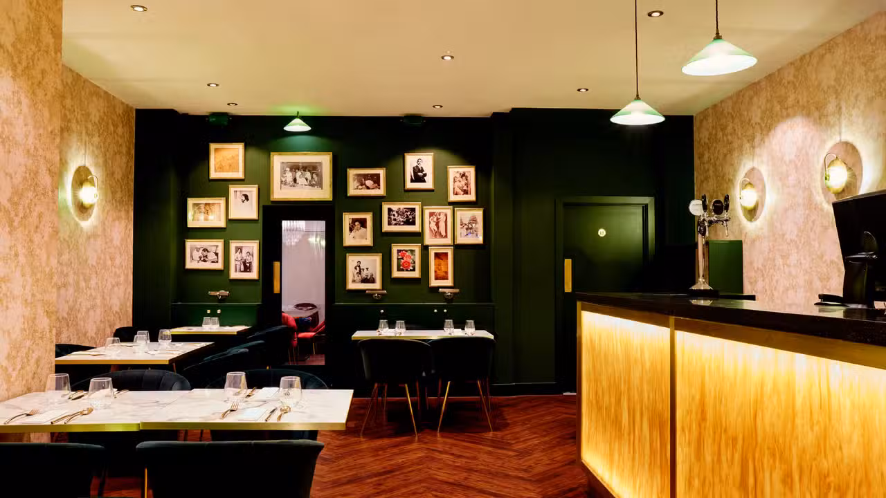 Restaurant and glimpse of private dining room - Dalchini, London, 