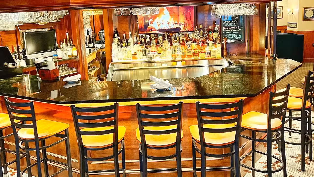 Our cozy Bar is always a great place to warm up! - Winthrop Arms Hotel & Restaurant, Winthrop, MA