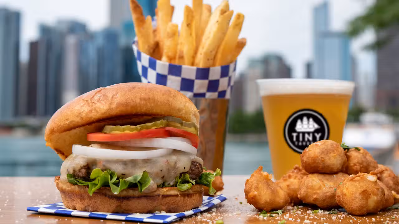 Try our Tavern Burger  - Tiny Tavern on Navy Pier, Chicago, IL