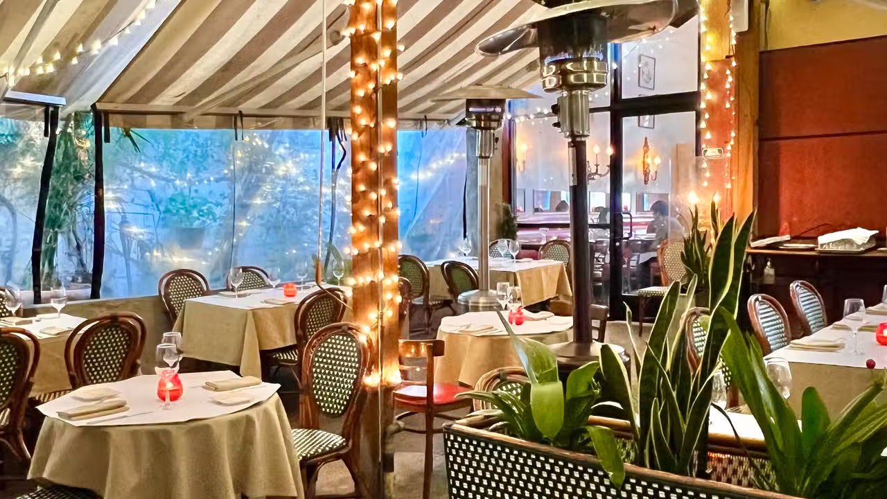 Covered and heated patio room serves year round - Mathilde French Bistro, San Francisco, CA