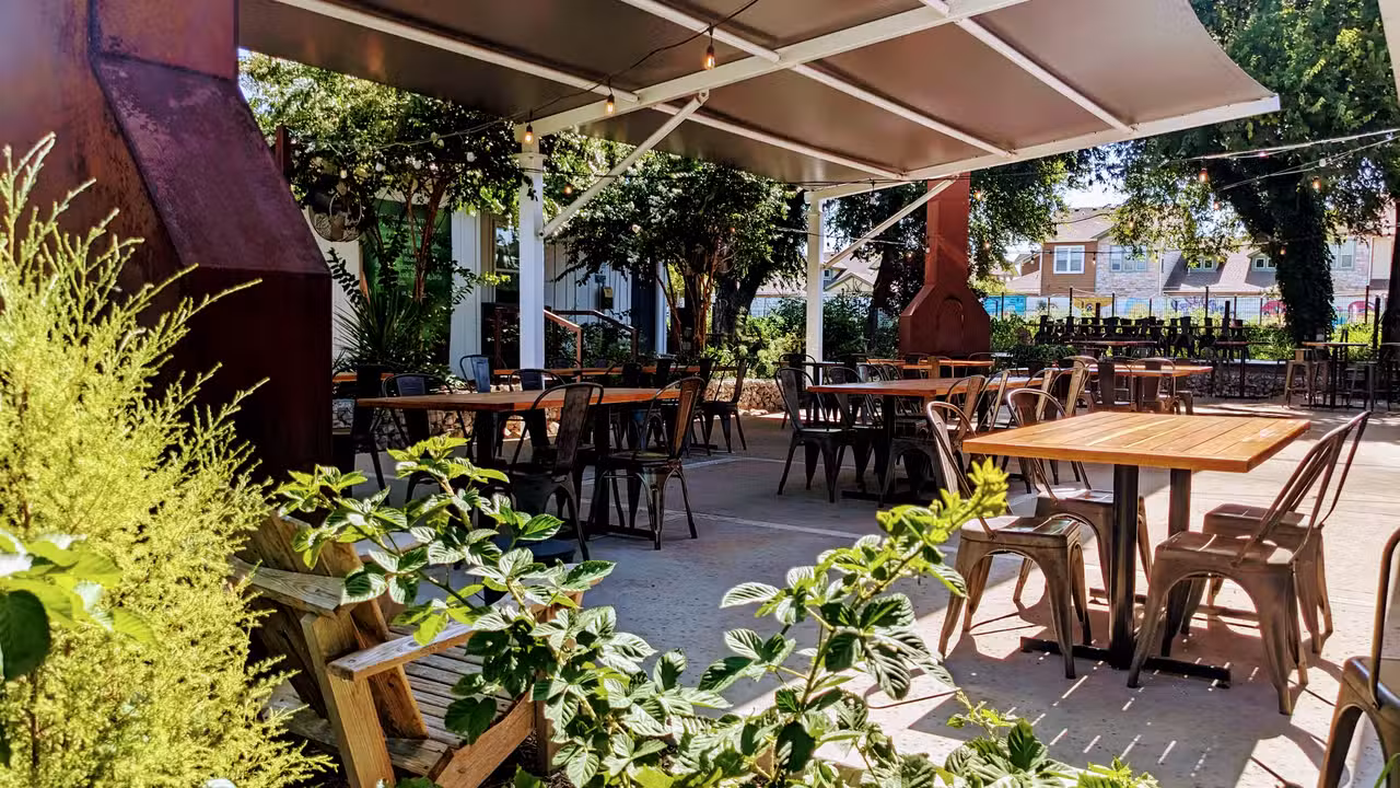 Our breezy farm-side patio - The Market Cafe at Bonton Farms, Dallas, TX