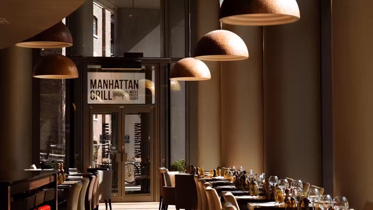 Interior - Manhattan Grill at the London Marriott Hotel Canary Wharf, London, 