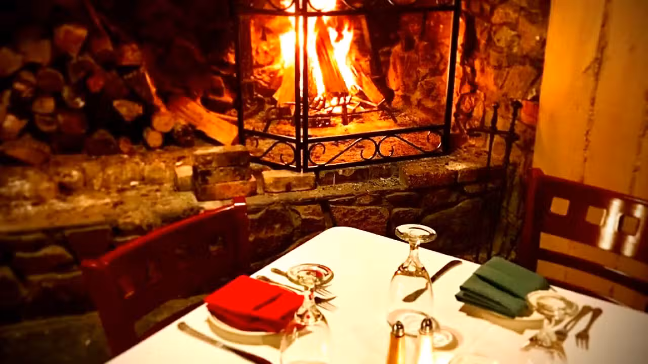 Original stone fireplace at the Riegelsville Inn - Riegelsville Inn, Riegelsville, PA