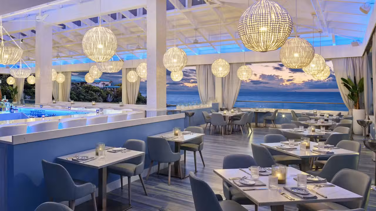 Elegant tropical boho chic ocean front dining - Isla Blue, St. Thomas, VI