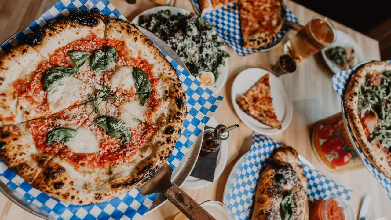 rocket pie pizza calzone salad and beer - Rocket Pie Pizza, Canmore, AB