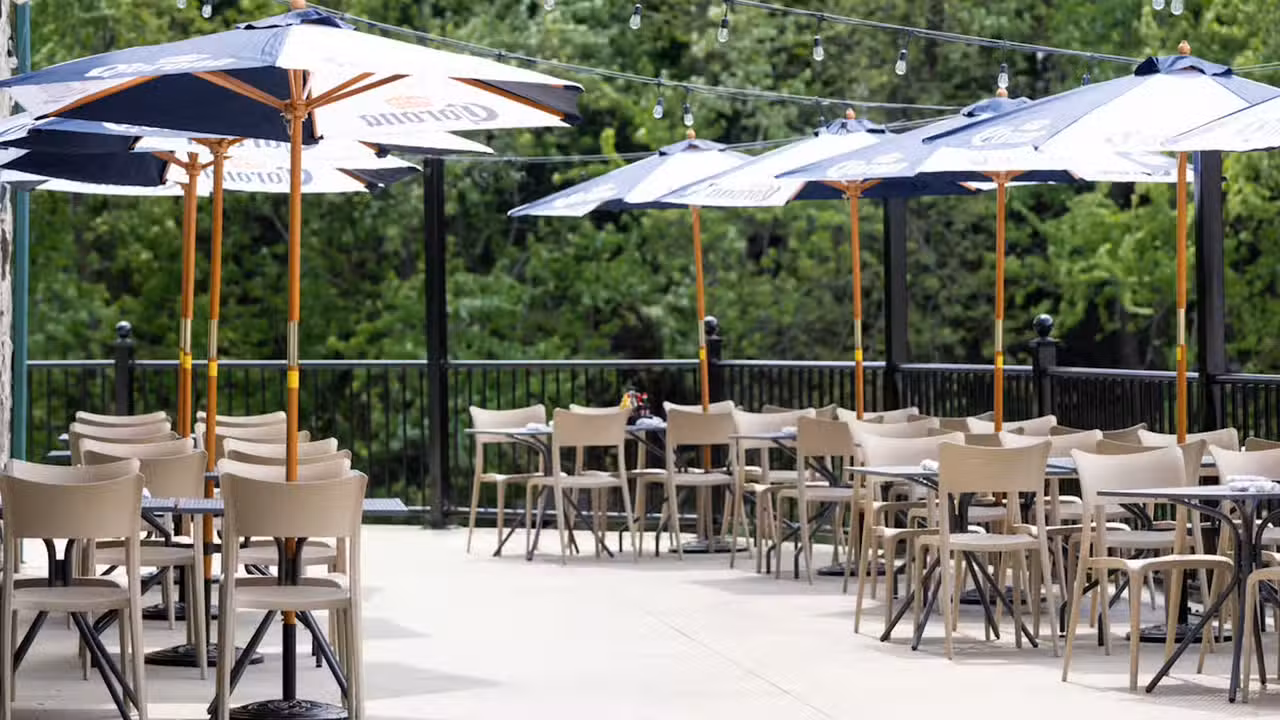 Dine on our beautiful Patio with riverside views - River Falls Restaurant RI Woonsocket