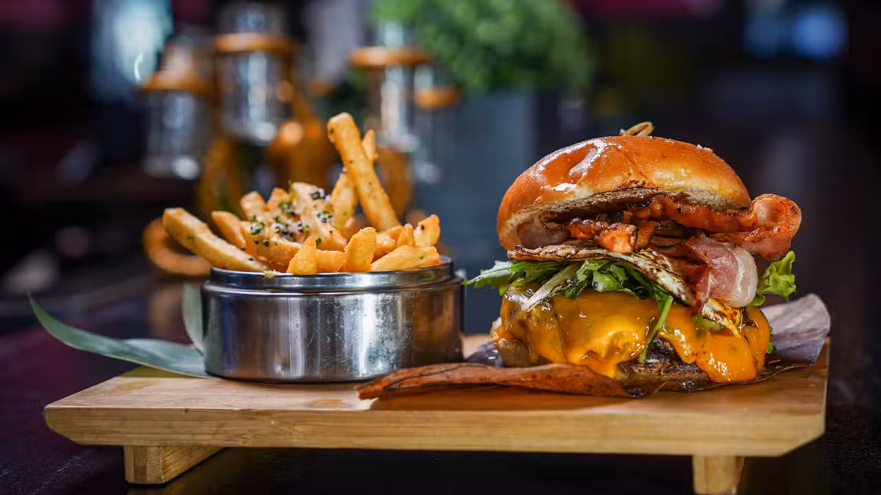 Mouthwatering Grilled Burger Fully Loaded - SIM Sushi & Tapas, South Miami, FL