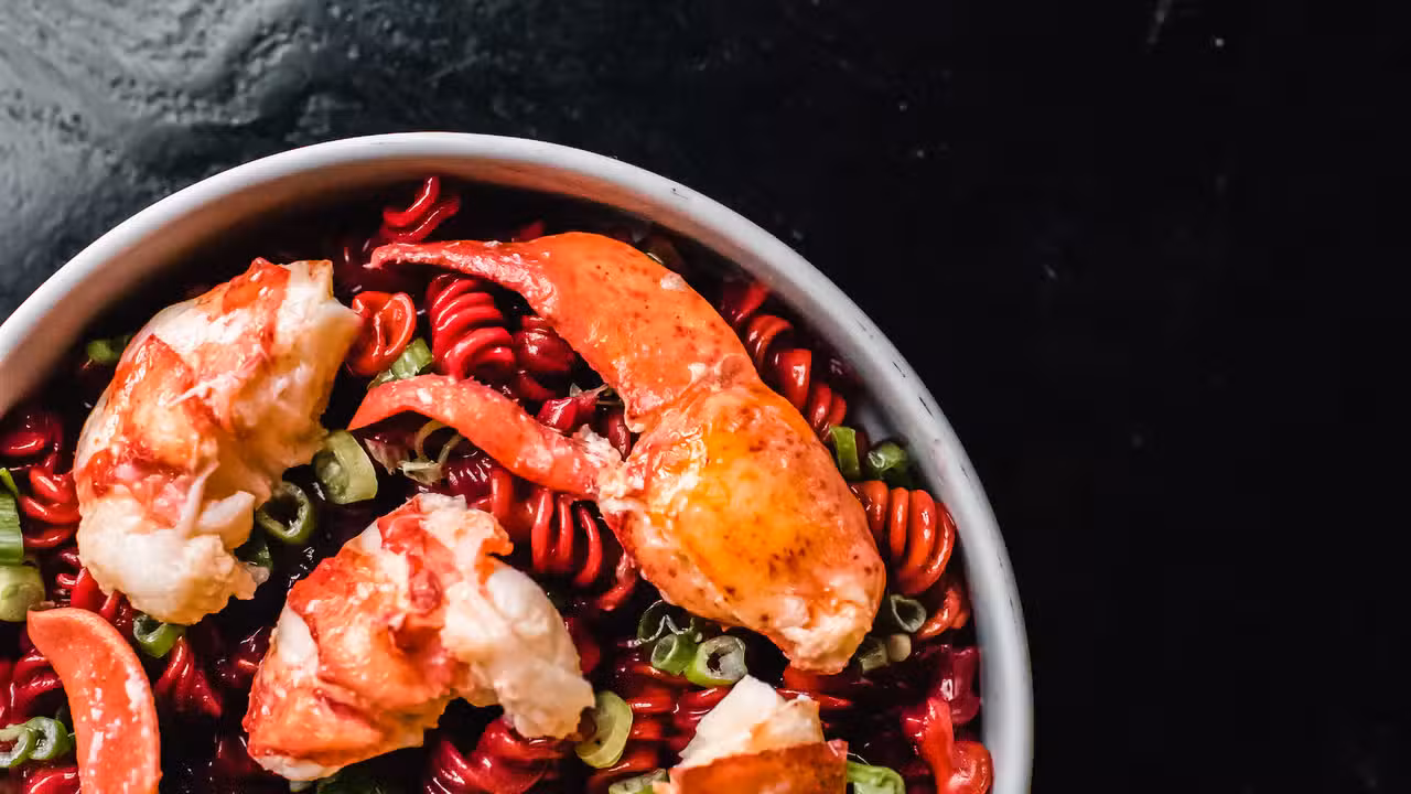 lobster and beet fusilli - The Essex Brasserie, Branford, CT