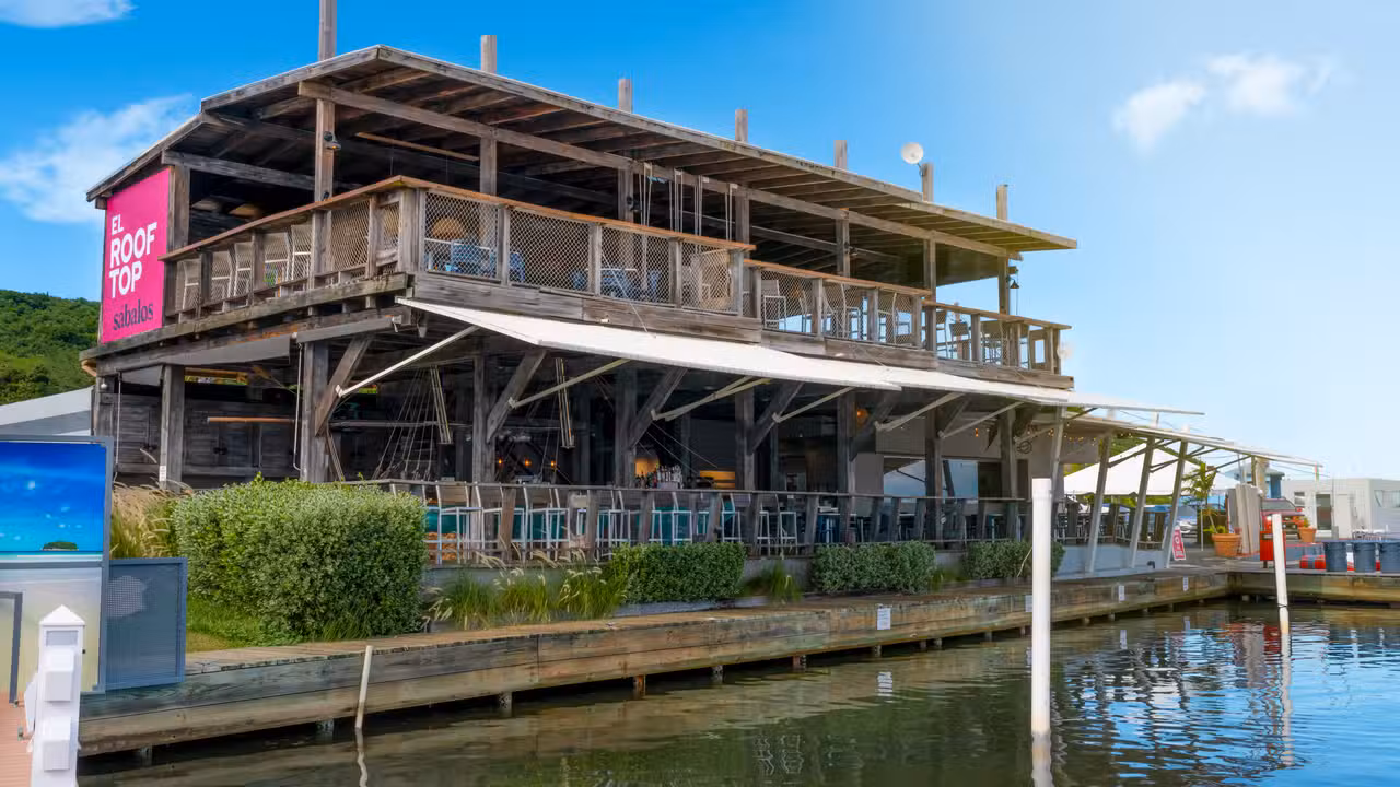 Restaurant from the Docks of Marina Puerto Chico - Sábalos Marina Grill & Rooftop, Fajardo, PR