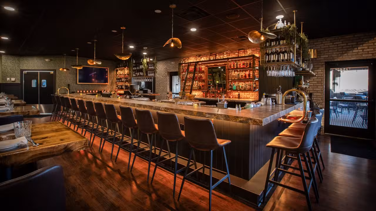 Our main bar! Featuring our full menu &amp; cocktails. - Three Creeks Kitchen and Cocktails, Gahanna, OH