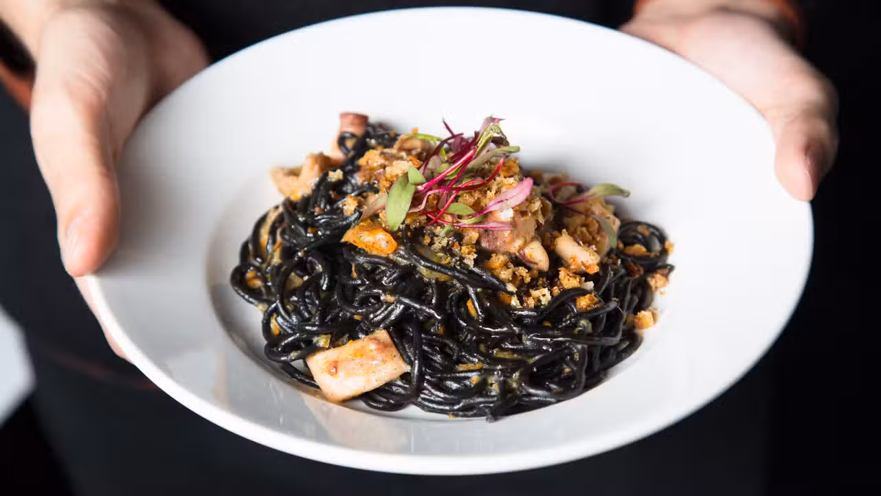 Vinteria's Signature Black Spaghetti with Seafood - Vinateria, New York, NY