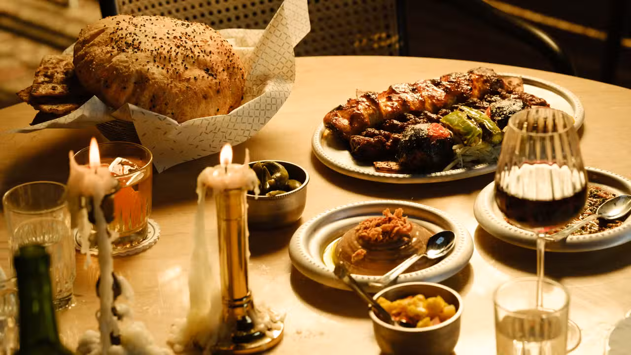 Spread of kababs, mazeh, soften and breads - Berenjak Los Angeles, Los Angeles, CA