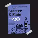 Starter & Main for £20. Add bottle of wine for £10 Photo