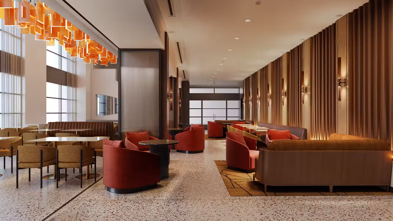 Primary dining room and lounge space rendering - W Living Room, San Francisco, San Francisco, CA