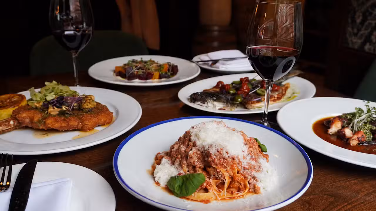 Tagliatelle Bolognese, Italian dishes and red wine - Bonterra Trattoria, Calgary, AB